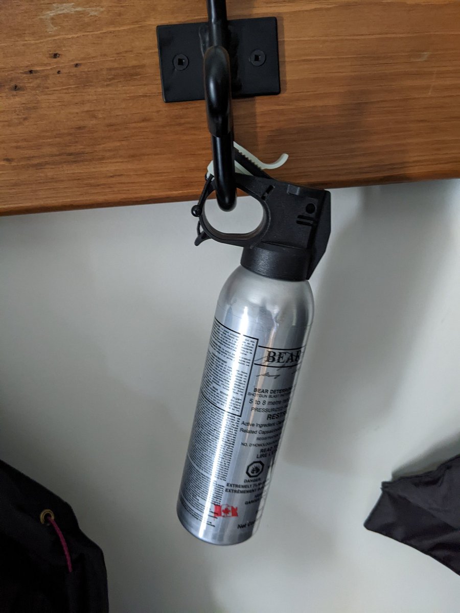 JRobinHighley's tweet image. Bear repellent by the front door.
Welcome to Canada!