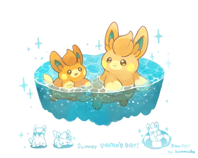泳ぐパモチャン ヴィネット風? 