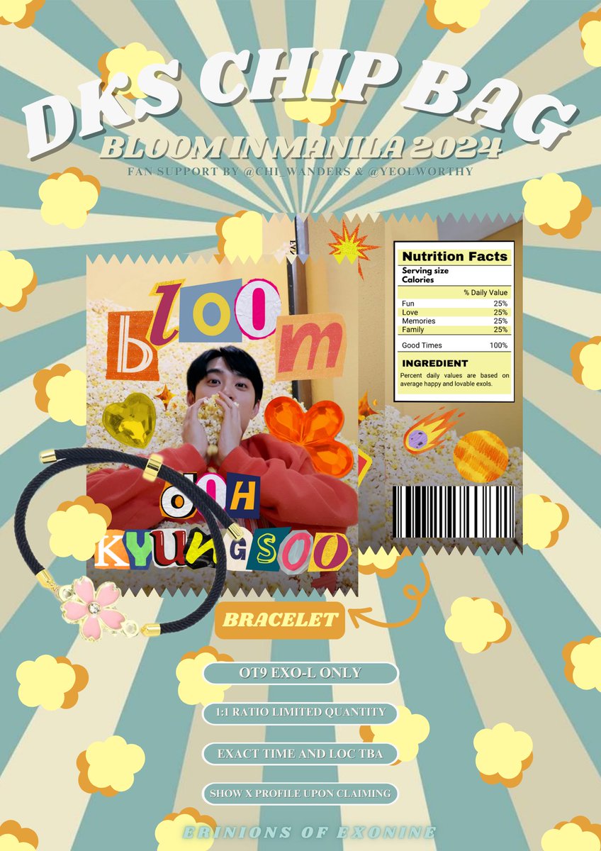 yeolworthy's tweet photo. ✧ #BLOOMinManila FAN SUPPORT ✧  by: @chi_wanders &amp; @yeolworthy

Doh Kyungsoo chip bag for team labas and team concert🍿

✶ Rt and like to spread
✶ More mechanics on the pubmat below
#BloominMNL #DOHKYUNGSOO #DO #EXO #DOHKYUNGSOO_BLOOM #도경수 #디오 https://t.co/guA7yU9o04