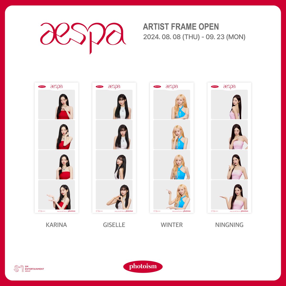 photoism_Idn's tweet photo. PHOTOISM X aespa
FRAME ARTIS SEGERA HADIR

Frame artist <aespa> akan segera rilis di photoism.

Ambil foto dan buat kenangan spesial
bersama frame foto <aespa> di semua toko photoism mulai 8/8 hingga 23/9 (KST).

Keep yourself alive at PHOTOISM https://t.co/A2b6tW4psF