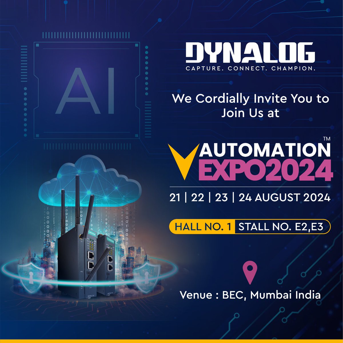 dynalogindia's tweet photo. 🌟 Join Us at the Automation Expo 2024! 🌟
📅 Save the Date: August 21- 24, 2024.
📍 Venue: BEC, Mumbai.
🚀 Get ready for an incredible experience filled with innovation, inspiration, and excitement! 🌐✨
📢 Don't miss this chance to connect, learn, and explore🌍🔍
#Dynalog https://t.co/tRDQw1mPlf