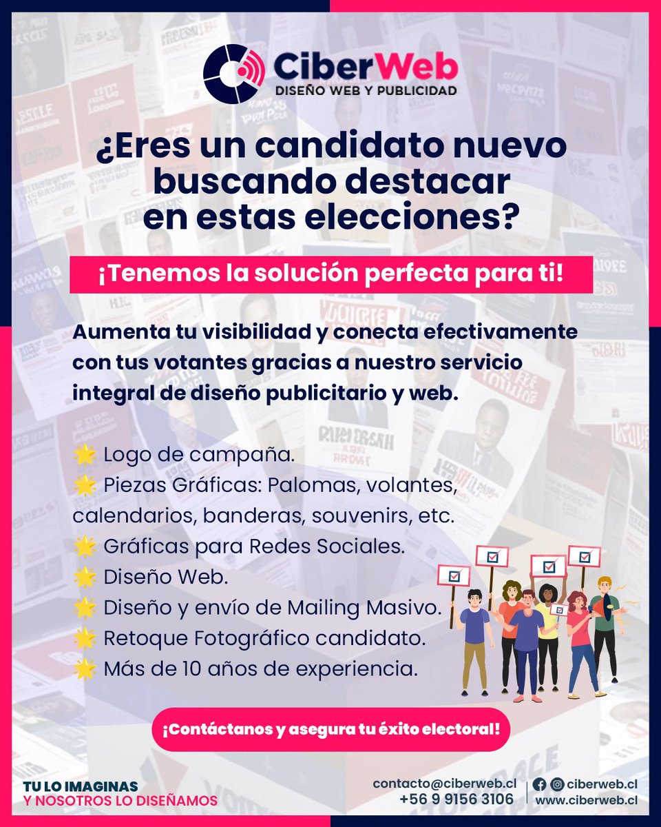 ciberclaude's tweet photo. Listo para las #elecciones2024 de #Alcaldes y #Concejales?

En Ciberweb ofrecemos todo lo que necesitas para destacar en las elecciones. 

✅ Piezas Gráficas de Campaña
✅ Gráficas RRSS
✅ Diseño Web

📧 claudio.gonzalez@ciberweb.cl
📞 +56 9 9157 3106
💻 https://t.co/569KSSSsI9 https://t.co/0bb6hu0Rx8