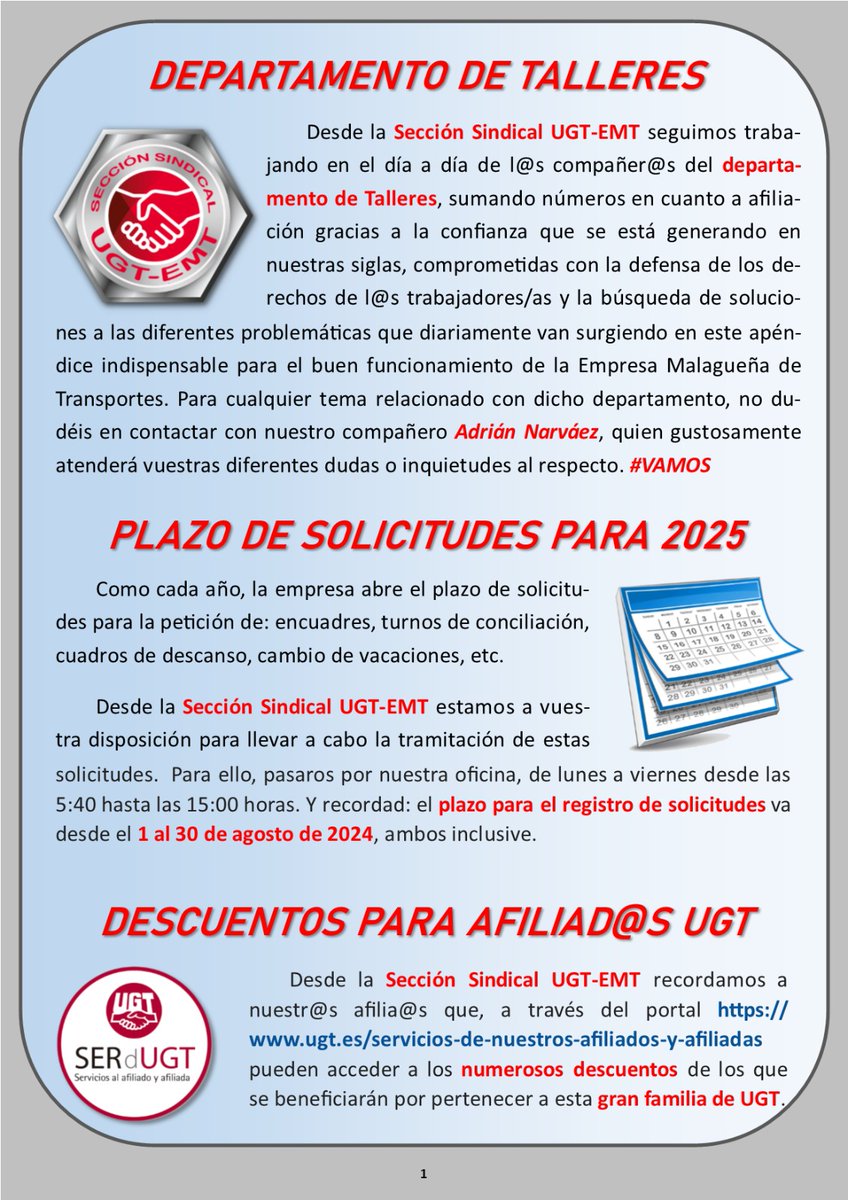 UgtEmt's tweet photo. 🗞️🗣️¡EXTRA! ¡EXTRA! ¡YA DISPONIBLE EL #35 DE LA GACETA DE LA @UgtEmt! Con todo lo acaecido de importancia para la plantilla de trabajadores/as de la @EMT_Malaga durante este pasado JUN/2024. Seguimos en la brecha, defendiendo los derechos de nuestr@s compañer@s. #afiliate 🤝 https://t.co/UEyz8SNOfu