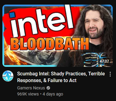 jaelussyahadat's tweet image. Sempet jadi merk prosesor nomor satu di dunia, tapi sekarang harga sahamnya anjlok parah, PHK 15.000 karyawan, dan prosesor terbaru mereka dihujat abis-abisan.

Ada apa sama intel?

Ini dia alasan kenapa gue yang ngerakit PC sejak 2016 gak kesian, malah hepi intel ancur lebur. 👇