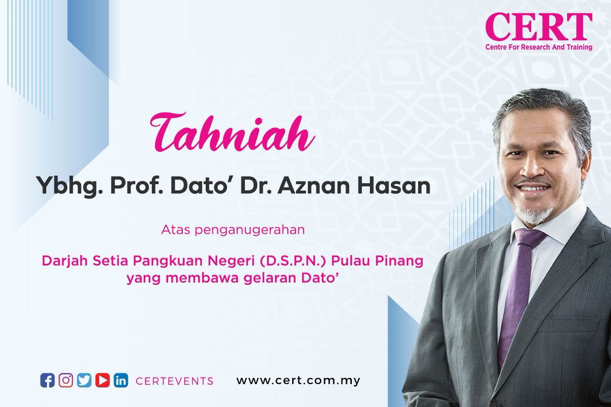 CertEvents_'s tweet photo. Heartiest Congratulations YBhg. Prof. Dato' Dr. Aznan Hasan! https://t.co/pdwuVgyC9q