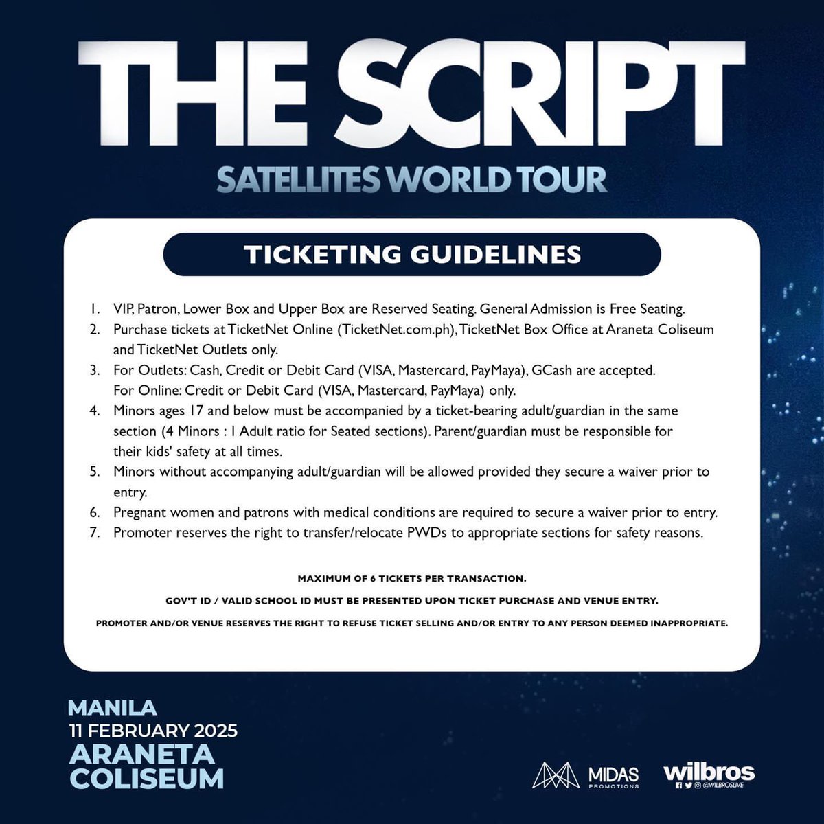 UnnieTA_'s tweet image. 🌸TICKET ASSISTANCE🌸
THE SCRIPT - SATELLITES WORLD TOUR

📆 February 11, 2025
📍Araneta Coliseum
✅ 10 Slots Available

Just send us a message for more inquiries. 💕
#thescript  #thescriptofficial #satelliteworldtour
