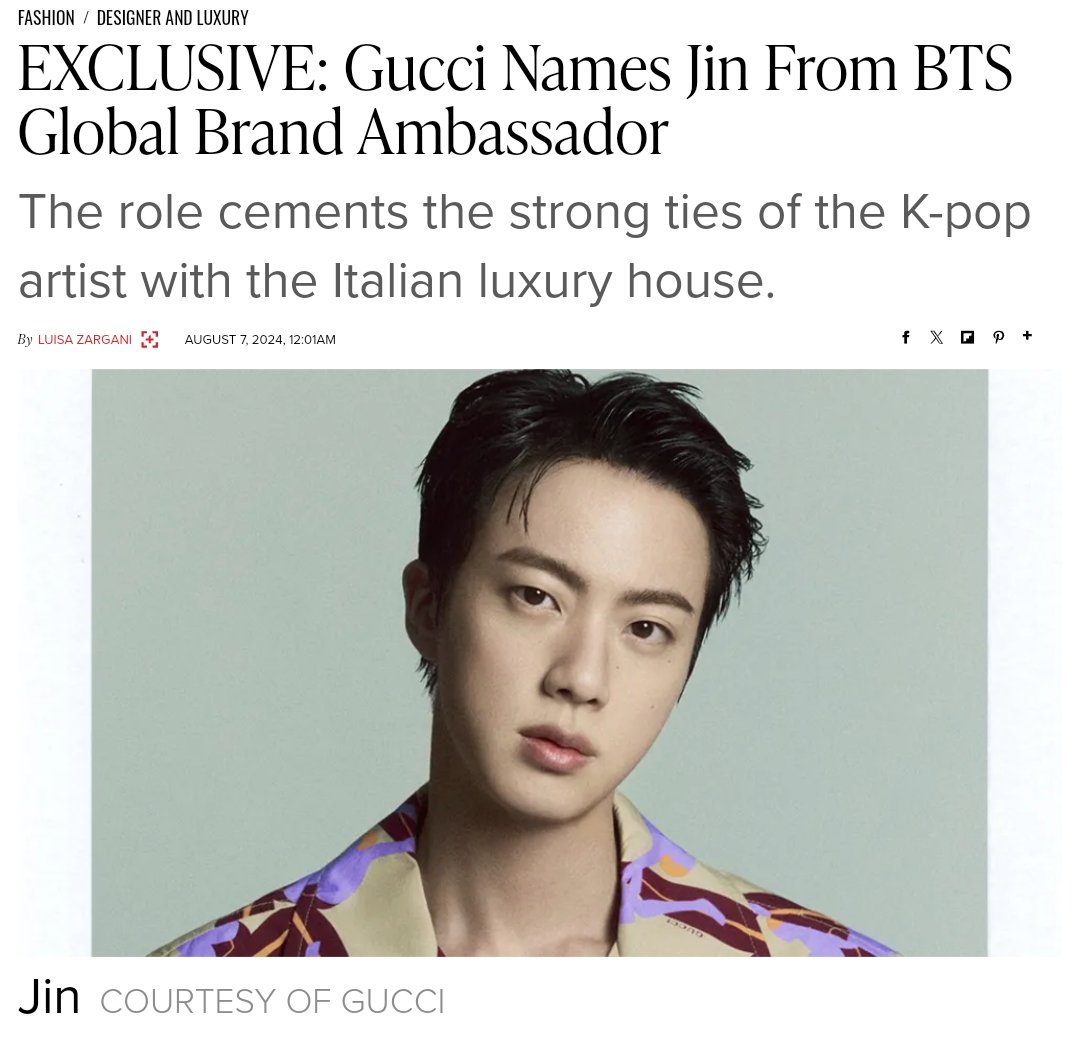 #JIN was now named as Gucci Global Brand Ambassador 

rt and reply:
JIN GUCCI GLOBAL AMBASSADOR
#JinxGucci