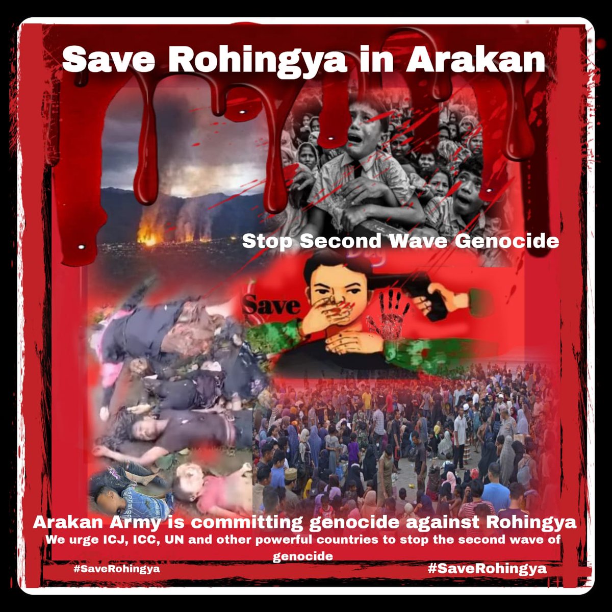 DWIbrahim3's tweet photo. When majority of #Rohingya in Maungdaw came to border to flee to Bangladesh on 5Aug 2024 due to incessant drone attack of Arakan Army,hundreds of them were killed by drones of AA.
We request @ICC @CIJ_ICJ @UN_HRC 
@OIC_OCI &amp; veto countries to take action against AA.
#saverohingya https://t.co/2KXdMyBPLA