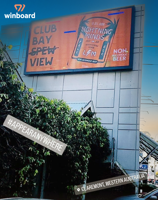 Winboarddotcom's tweet photo. There's advertising, there's hyper-local, targeted advertising, and then there's Winboard.

Lightning Minds crushed it with this fun ad at Time Square in Claremont, playing on Club Bay View. That's hyper-local advertising done right! 🎯

#Winboard #HyperLocal #AppearAnywhere #OOH https://t.co/mJoNLKVA6F