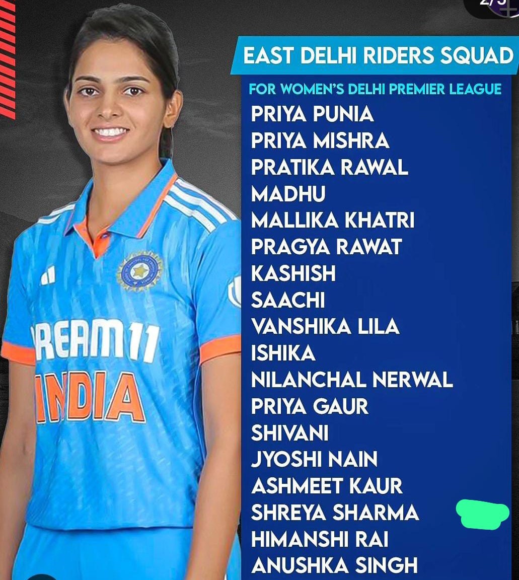 national_v71342's tweet photo. Congratulations to our sports teacher,Shreya Sharma on being selected for the East Delhi Rider Women Premier League (Cricket)!We're proud to see NVPS represented in this prestigious tournament! #NVPS #Sports #WomenInSports #ProudMoment https://t.co/VdnnAyoSjw