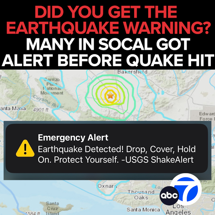 Before tonight's 5.3-mag quake struck, many people across SoCal got an emergency alert seconds before the shaking started. The new technology giving the public a few moments to prepare. How it works, plus team coverage - Tonight at 11 from ABC7 abc7.com/15152467