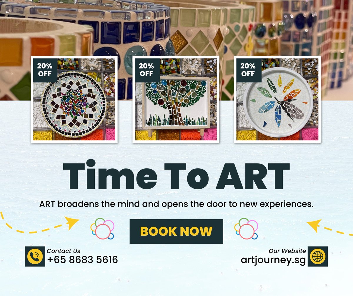 artjourneysg's tweet photo. Time to Art! Unleash your creativity with a 20% discount on our art jamming sessions! 🖌️✨ Perfect for pros &amp; newbies alike. Dive into colors &amp; creativity—don’t miss out! #ArtJamming #CreativeTime #DiscountDeal #Singapore #Fun #Entertainment #NewArtist #art https://t.co/ENoOBYbe5W