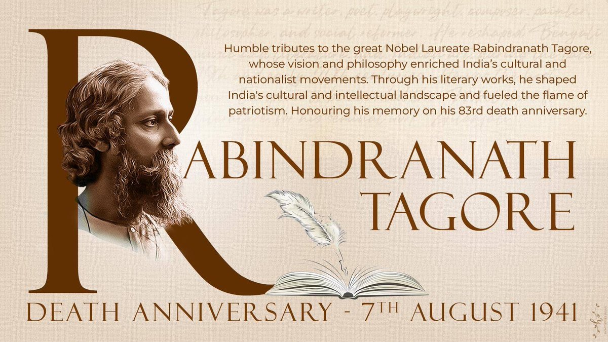 insan_honey's tweet photo. Remembering the prolific writer, legendary poet and great social reformer Shri Rabindranath Tagore ji on his 83rd death anniversary. Popularly known as the 'Bard of Bengal', his poems created a great paradigm shift in Bengali literature and his literary body of work continues to inspire the masses even today. Tributes!

#RabindranathTagore