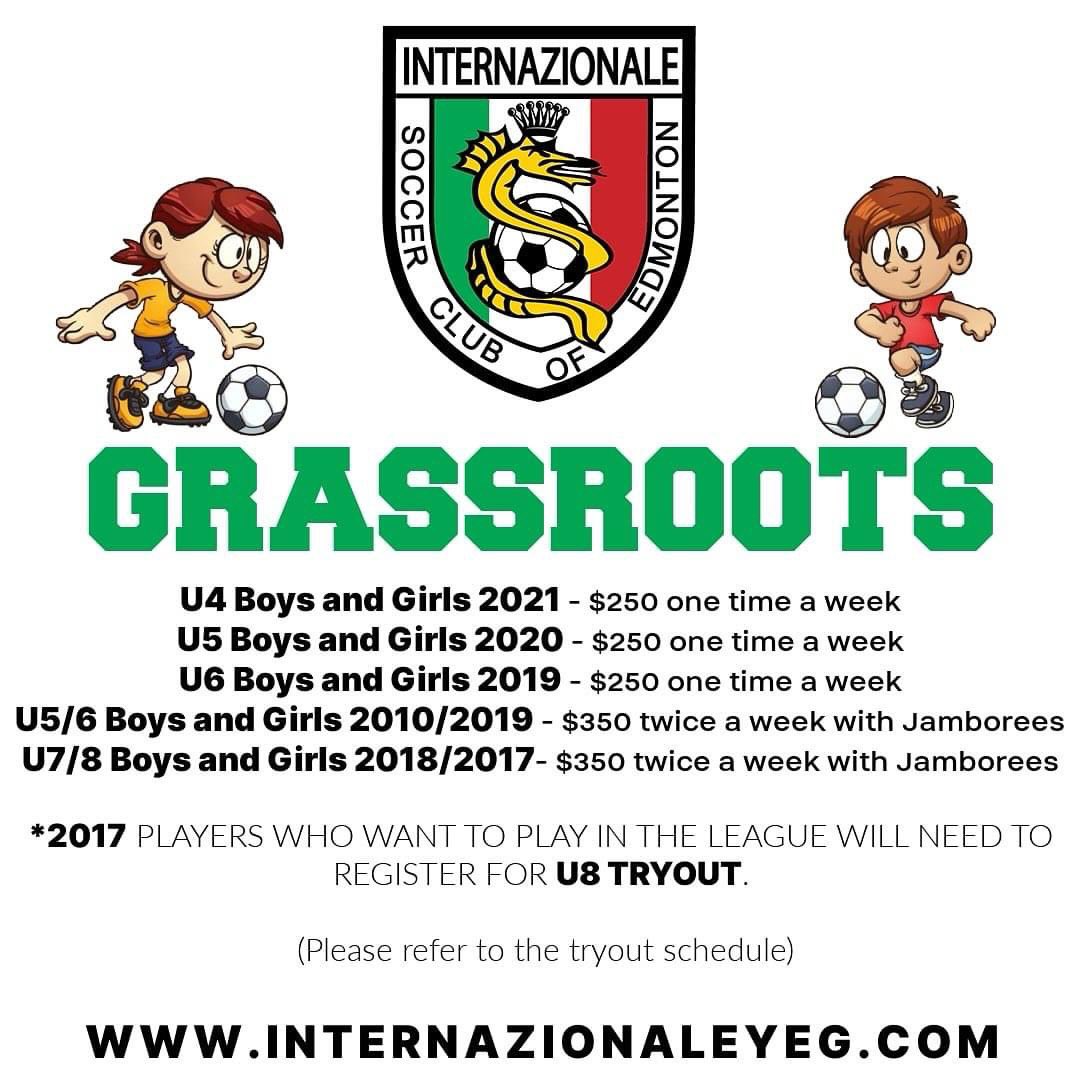 🚨 GRASSROOTS Registration NOW OPEN! 
Keep your kiddo active this fall/winter season by getting them to learn the FUNdamentals of soccer!
Visit our website INTERNAZIONALEYEG.COM
#yeg #yegsoccer #soccerclub #yegsoccerclub #internazionale #internazionale⚫️🔵 #webleedblue