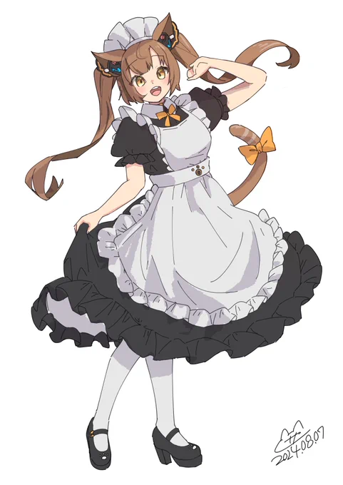 8月4日のリクエストよりこげたま()さんのメイドツインテ姿を描かせていただきました 