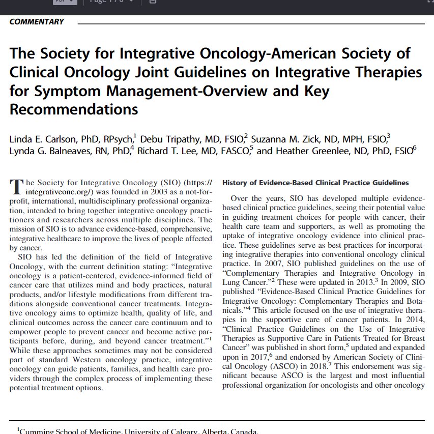 Dr. Linda E. Carlson 🇨🇦 🇨🇦 (@linda_e_carlson) on Twitter photo New paper alert! Summary of the <a href="/Integrativeonc/">Society for Integrative Oncology</a> - @asco guidelines for #integrative therapies for treating #pain, #anxiety, #depression and #fatigue. Free open access for a limited time so download your copy here right now: liebertpub.com/doi/10.1089/ji… New paper alert! Summary of the <a href="/Integrativeonc/">Society for Integrative Oncology</a> - @asco guidelines for #integrative therapies for treating #pain, #anxiety, #depression and #fatigue. Free open access for a limited time so download your copy here right now: liebertpub.com/doi/10.1089/ji…
