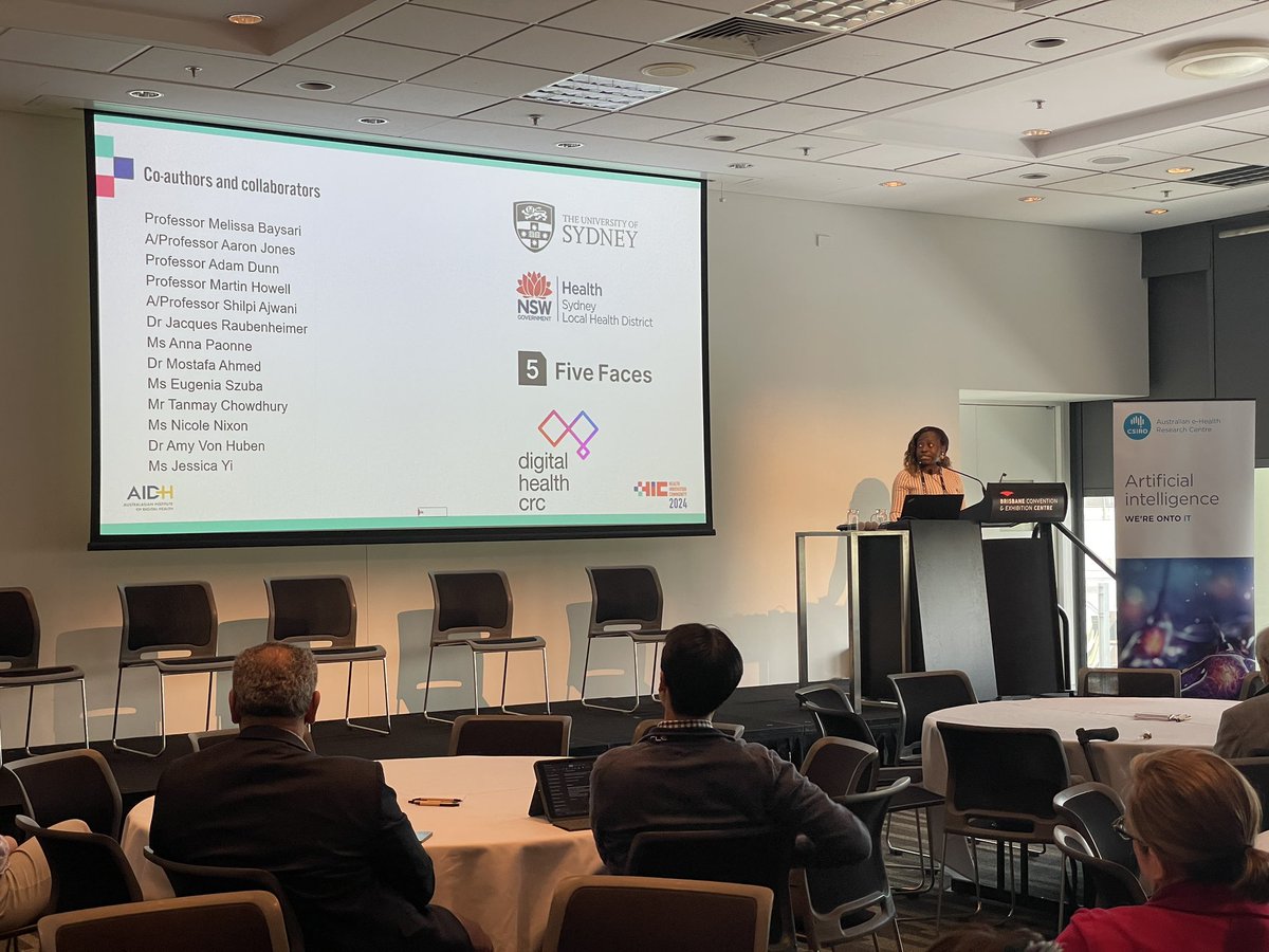 Well done <a href="/Adeola_B1/">Adeola Bamgboje-Ayodele PhD</a> for presenting your research on the Florence Platform at #HIC2024 !! 

<a href="/Sydney_Uni/">University of Sydney</a> <a href="/SydneyLHD/">Sydney Local Health District</a> #FiveFaces