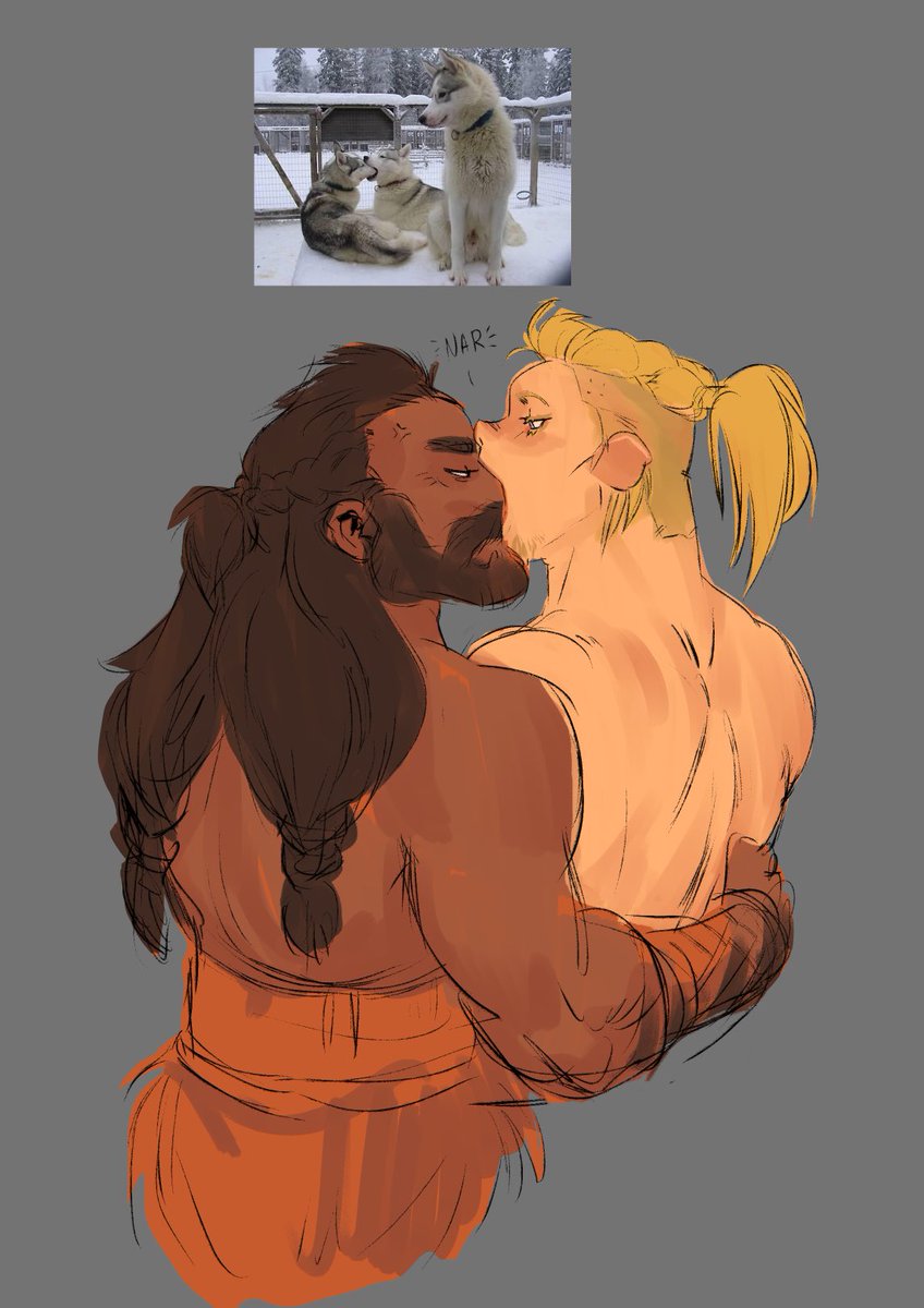 BoxerDandy's tweet photo. Barbarian sketching..
The sons of Fenris were raised by wolves (literally), biting is their love language. https://t.co/sTCKIdO0CH