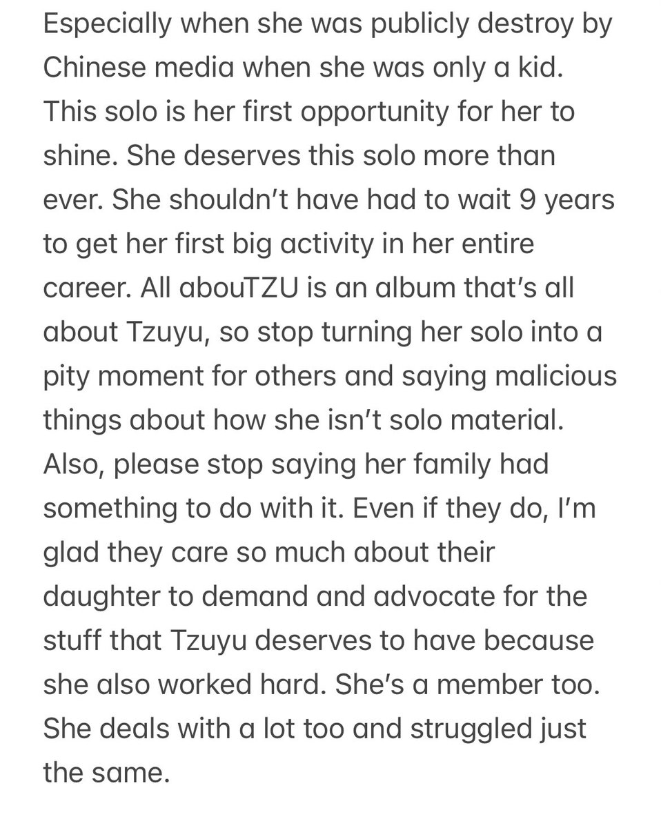 a message for those “onces” that are being disrespectful towards Tzuyu becoming a soloist 💙

Let’s make Tzuyu’s solo era more positive!