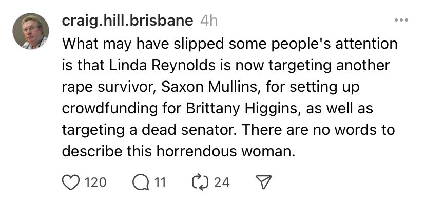 PeterWMurphy1's tweet photo. Does the Liberal Party (esp. in WA) realise the horrific brand damage Linda Reynolds is doing to their Party? This could genuinely be diagnosed as psychotic behaviour. Who is advising Reynolds?! 👇 #IStandWithBrittany https://t.co/vNidfXIeKJ