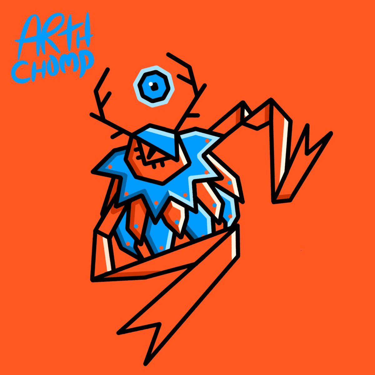 Orange and blue 🧡💙#art #frog #blue #orange #draw #digitalart #originalcharacter  #oc #creature #monster #cute #green #toon #ibispaintx #rock #frog