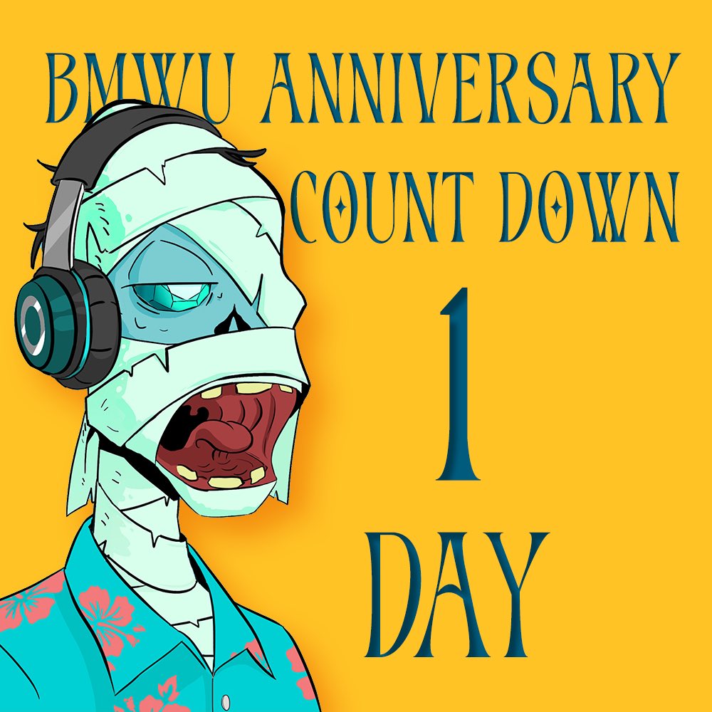 Only 1 day to go! The BMWU Anniversary kicks off tomorrow—get hyped for epic reveals and surprises! 🎉🔥

 #BMWU #Anniversary #NFTCommunity