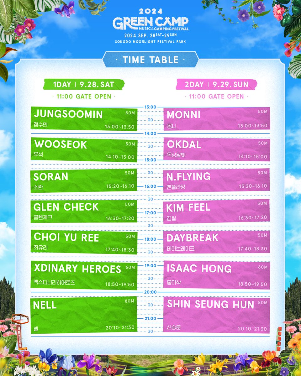 GREENCAMP2026's tweet image. 🌟그린캠프페스티벌 2024 타임테이블 발표🌟
#RT이벤트 #마지막

1.#리트윗 2.#follow 3.#좋아요 참여 끝!
(유령 계정, 비공개 계정 제외)

2.페스티벌 사전입장이 가능한 GREENPASS 1Day Ticket 2매 총 2분
(일정 선택가능,GREENPASS?사전입장가능입장권)

3.08.14 마감 / 08.16  발표

🎙️ Final Line…