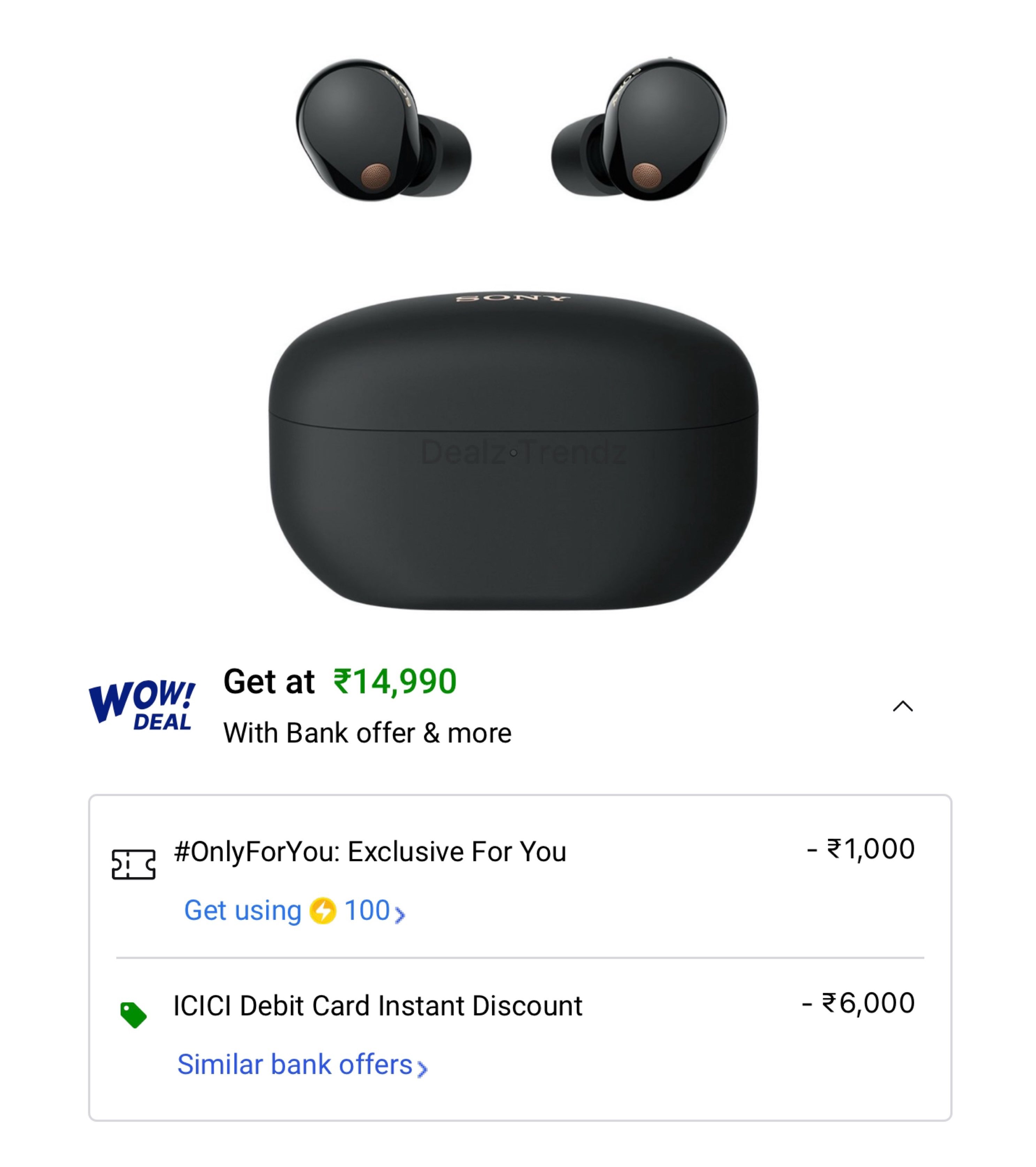 DealzTrendz on X Lowest Price Ever SONY WF 1000XM5 Best Noise Cancelling TWS Earbuds for 14 740 Effectively Claim 1 000 off Using 100 Supercoins Then Buy Using ICICI Credit Card For 6 000 Off