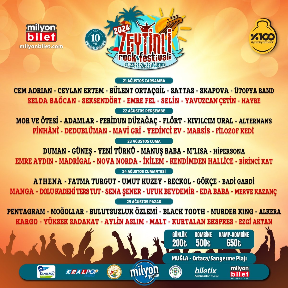 RETWEETLE KAZAN!
Güzeller güzeli line up'ımı retweet eden 5 kişiye çift kişilik kamp kombine davetiye hediye ediyoruuuum!
#çekiliş