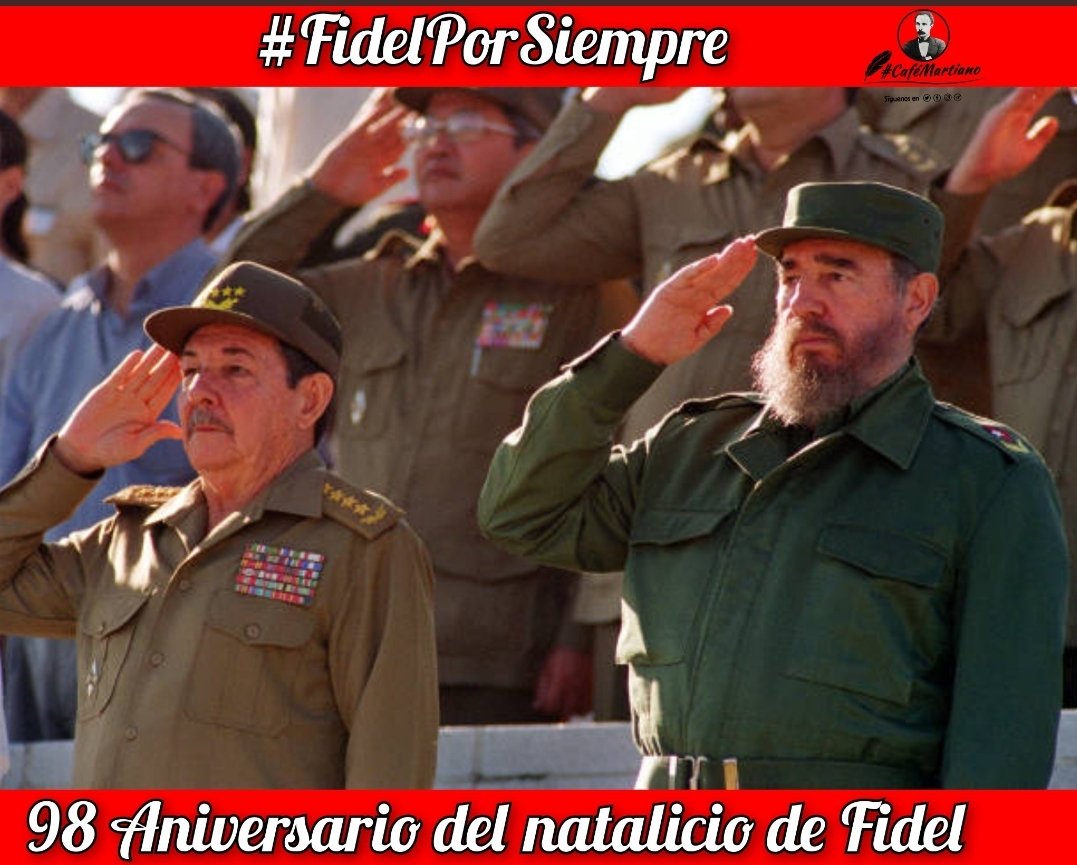 <a href="/cafemartiano/">❤️Café Martiano 🇨🇺</a> <a href="/DiazCanelB/">Miguel Díaz-Canel Bermúdez</a> <a href="/DrRobertoMOjeda/">Dr. Roberto Morales Ojeda</a> <a href="/InesMChapman/">Inés María Chapman Waugh</a> <a href="/mariofsabines/">Mario Sabines Lorenzo</a> <a href="/EVilluendasC/">Enrique Villuendas</a> <a href="/agnes_becerra/">Agnes Becerra</a> <a href="/YaquedeCuba/">Yaquelin</a> <a href="/ValoresTeam1/">Valores Team 🕊</a> <a href="/QbaDCorazon_/">QbaD♥️</a> <a href="/TeresaBoue/">@SecGFMC</a> Buenos días🇨🇺 #CafeMartiano: Fidel vive, nos inspira y compulsa en la batalla cotidiana, todos los días son para dar continuidad a su legado.
#FidelVive