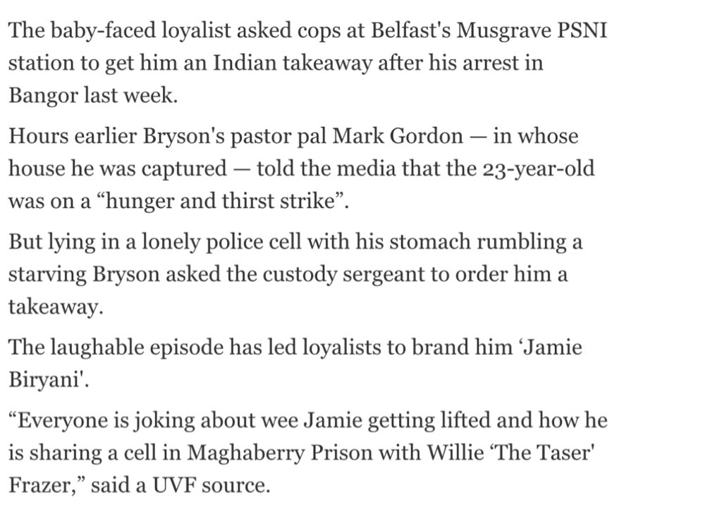I’d have thought this fella would’ve loved the Curry Mile since his “hunger strike” against Belfast Council not flying the Union Jack lasted about two hours before he asked for an Indian takeaway
