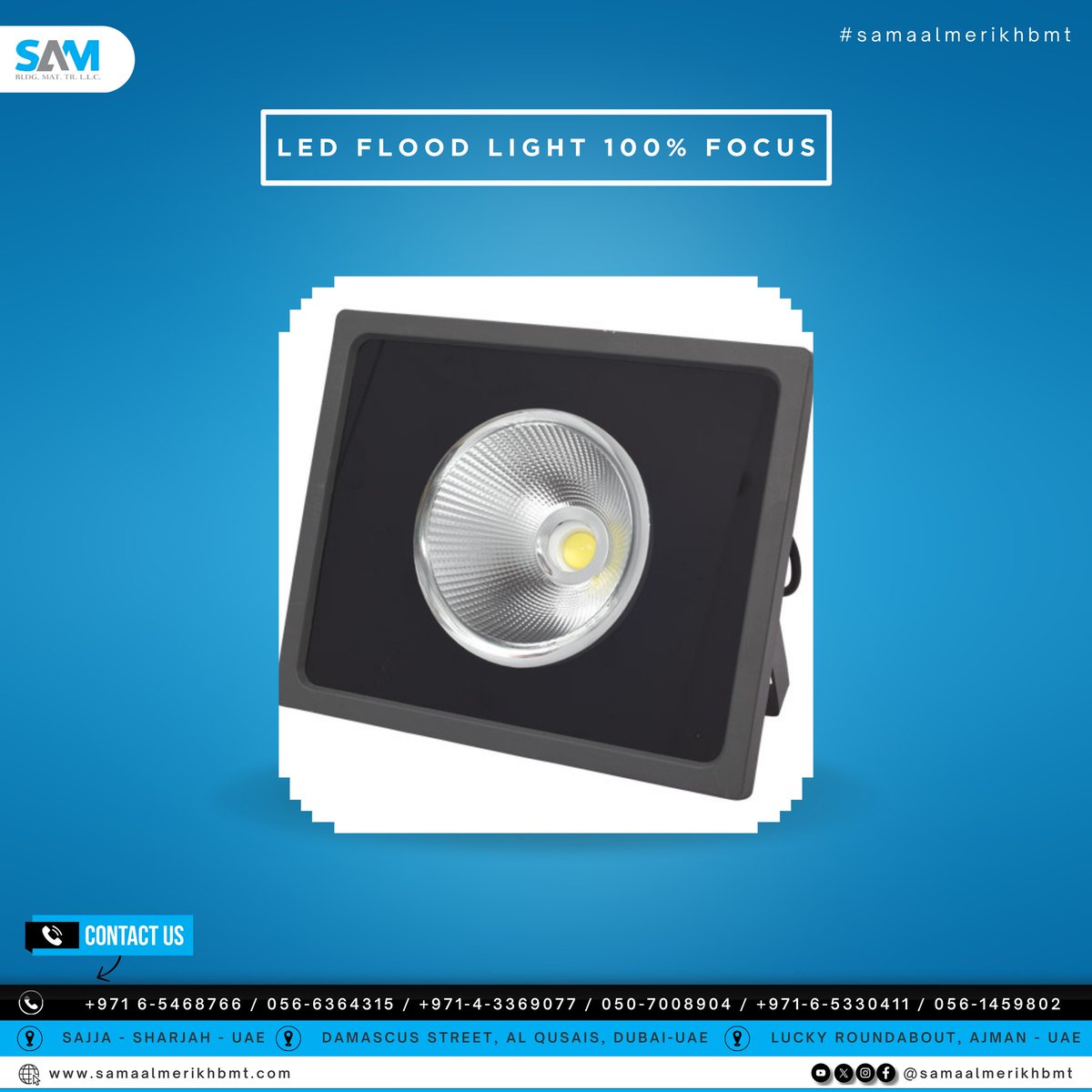 samaalmerikhbmt's tweet image. Light up your surroundings with our LED Flood Lights 100% FOCUS. Perfect for both home and business, offering unparalleled clarity and illumination. Visit our shop and buy now! #ledlighting #floodlights #focusedlighting #shoplocal #qualitylights #lightingstore #toolstore
