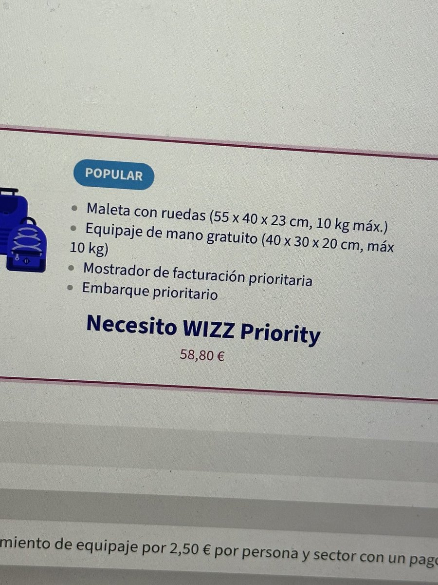 NOVENTA Y CUATRO PAVOS por llevar equipaje de mano (una persona, en un sentido)
A esta peña se le está yendo de las manos lo de abusar de los pasajeros <a href="/wizzair/">Wizz Air</a> <a href="/easyJet/">easyJet</a> 🤡
