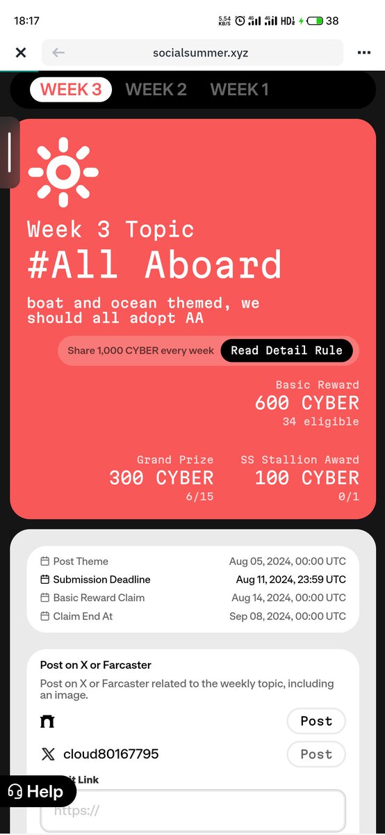 cloud80167795's tweet photo. @BuildOnCyber @Optimism @Web3WithBinance 
Complete the creative bounties now! #SocialSummer https://t.co/PwA1MxGdVx
