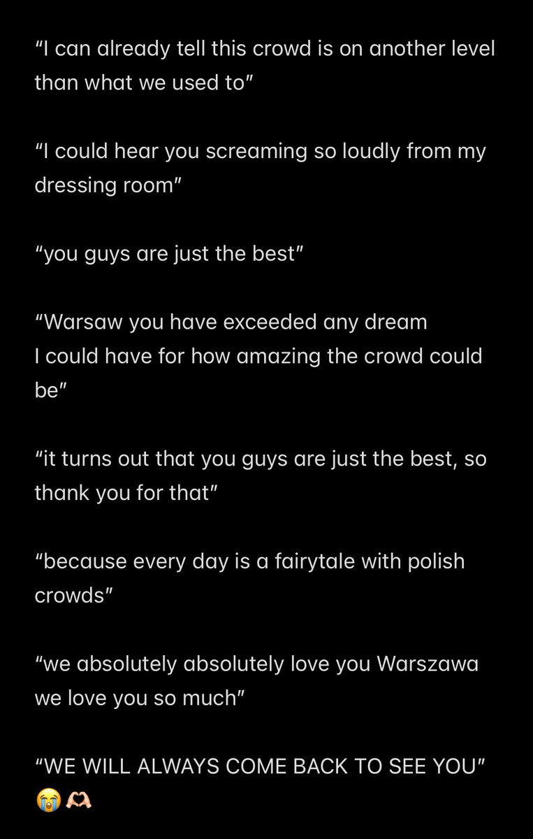 poetsdptbylakes's tweet photo. cześć, siema, miło was poznać, Warszawa witajcie na eras tour, kocham was, sierpień, wszystko dobrze, dziękuję… plus tyle cudownych słów 😭🫶🏻 cały czas o tym myślę #WarsawTSTheErasTour https://t.co/zGbm71iQna