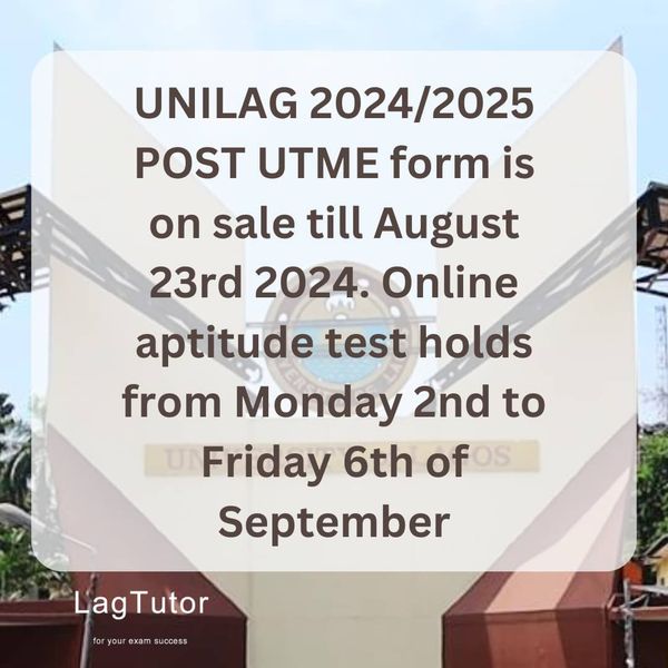 lagtutor's tweet image. UNILAG 2024/2024 POST UTME ONLINE TEST WILL HOLD FROM SEPTEMBER 2 - 6 -
lagtutor.com/wordpress/inde… 
#leaked Unilag
