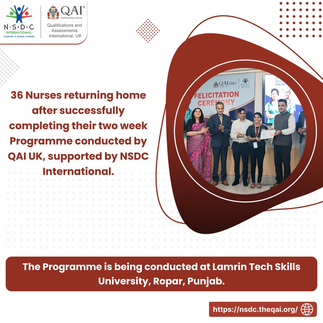 QAIUK's tweet photo. 36 Nurses returning home after successfully completing their two-week Programme conducted by QAI UK, supported by NSDC International. 

@lamrinuniv
@kaurass
@NSDCIndia

#qaiuk #healthcare #careworkers #caregivers #nurses #nursing #health #healthcare #hospitalcare #care #caregiver https://t.co/nvvAC5EhKi