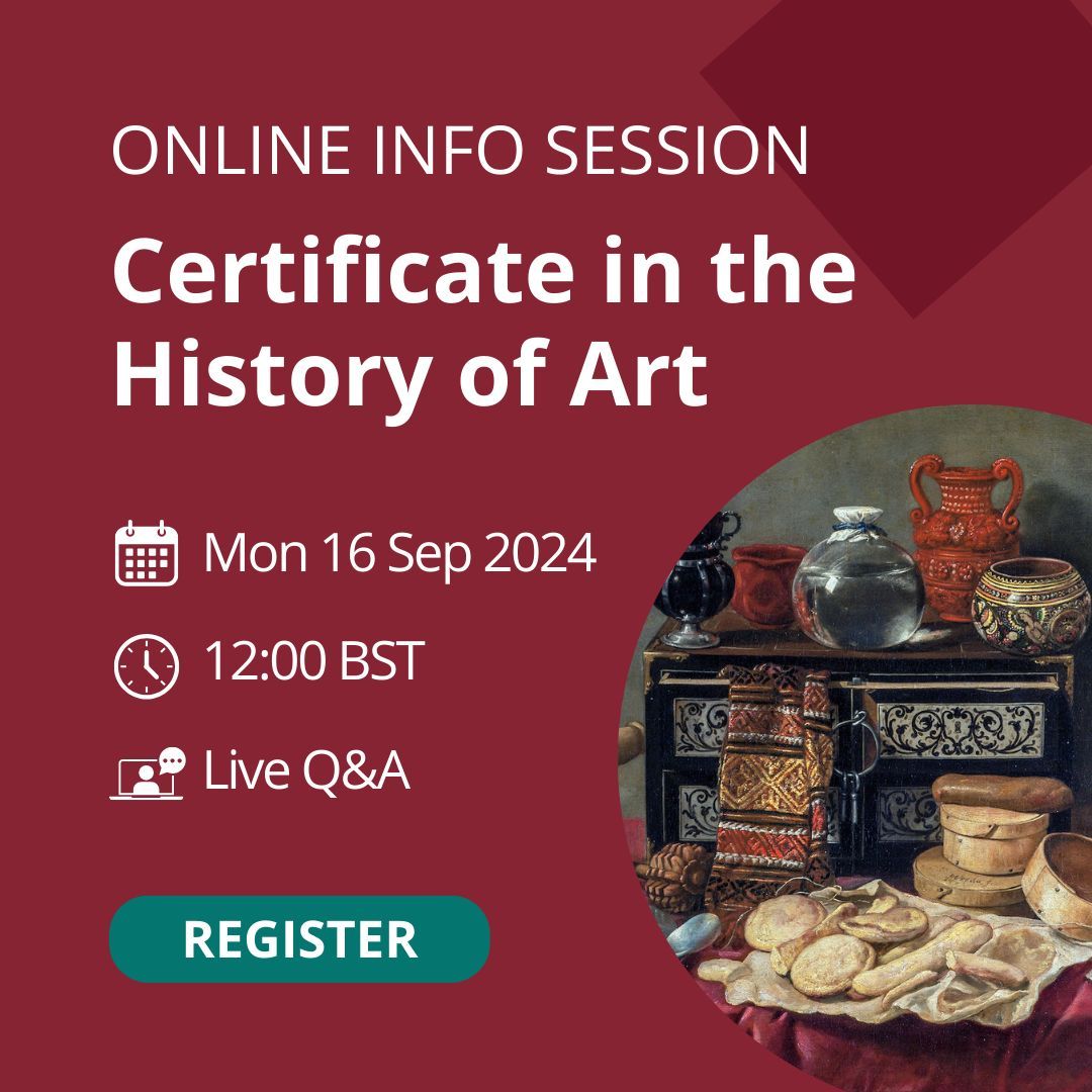Explore the voices, cultures and experiences behind art's global tapestry with our part-time Certificate. Join us online for a 45-minute webinar to learn more with Course Director Dr Sean Willcock. Reserve your place: buff.ly/3AcwgL8