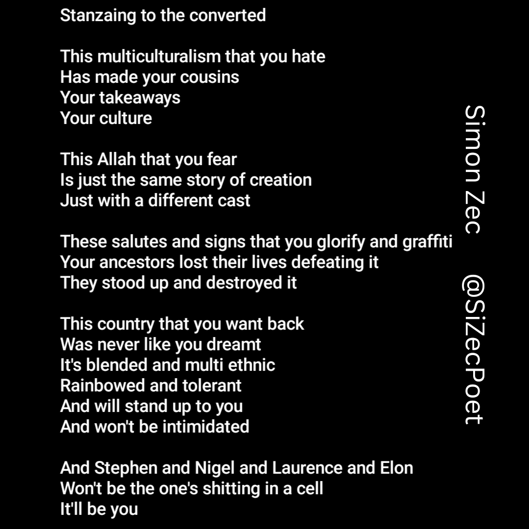 Ironically posting an anti far right poem in this place