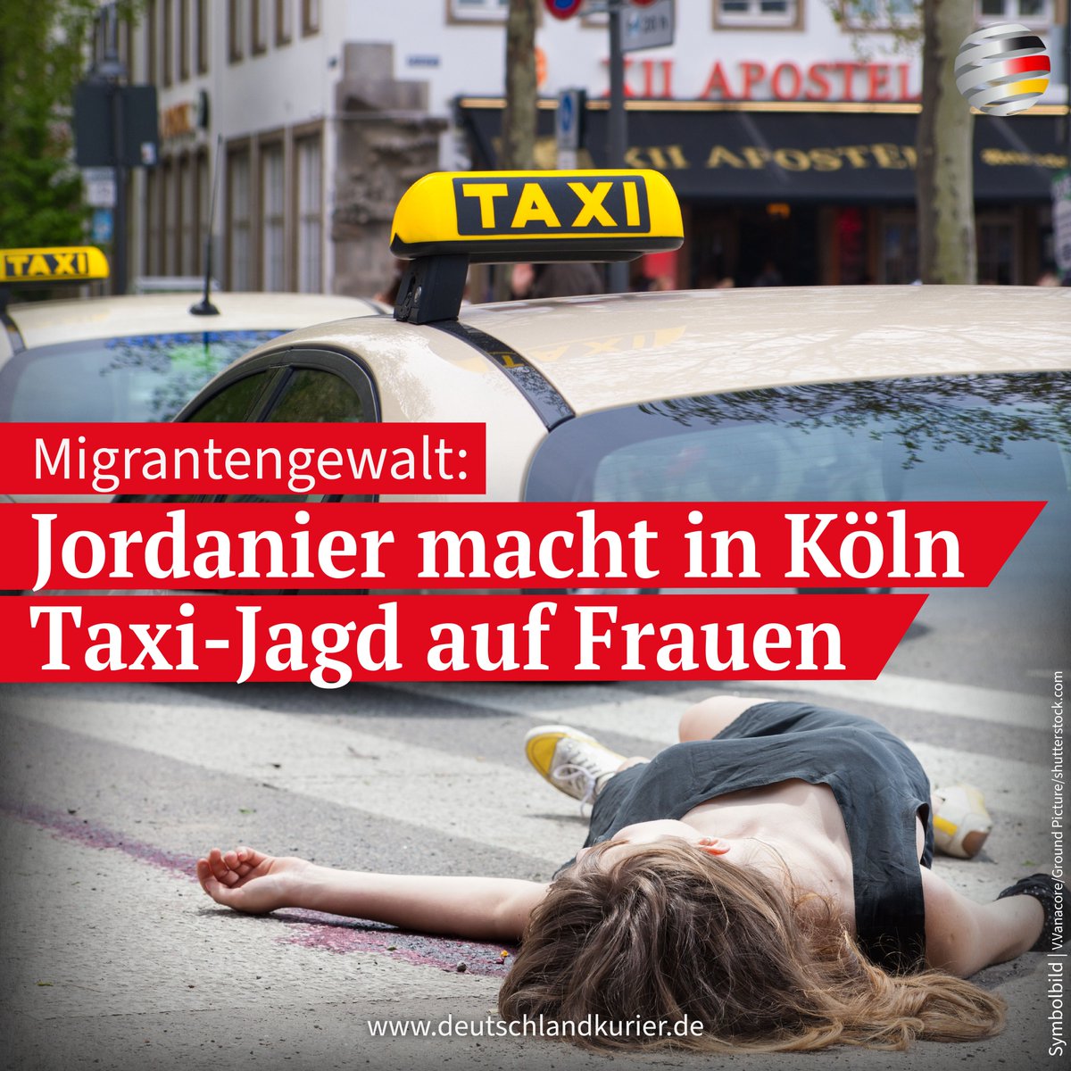 Migrantengewalt: Jordanier macht in Köln Taxi-Jagd auf Frauen

Ein Taxifahrer (Jordanier) hat in der Kölner Altstadt mehrere Frauen absichtlich frontal angefahren und dabei zwei Personen schwer verletzt. Der 44-Jährige wurde von einem Mutbürger gestellt und bis zum Eintreffen der