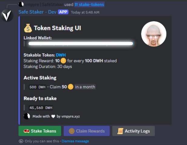 Token Staking UI is getting designed right now. Safe Staker will allow anyone to add the app to their server and enable NFT and Fungible Token staking for their community within seconds. Join our discord.gg/safestaker so you don't miss out.