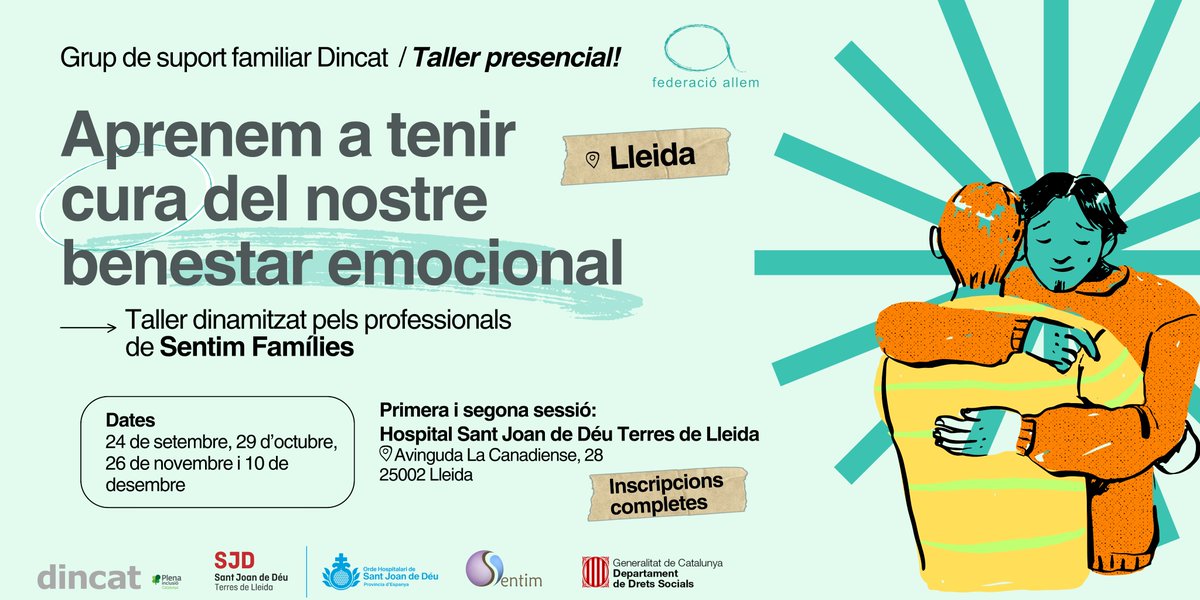 FederacioAllem's tweet image. Properament!

Organitzem amb @dincat: Taller del #Grup de #Suport #Familiar Dincat a Lleida!

💟"Aprenem a tenir cura del nostre benestar emocional", per @ProgramaSentim a @SJDTerresLleida 

Reconèixer i entendre les nostres emocions és el primer pas pel nostre benestar emocional