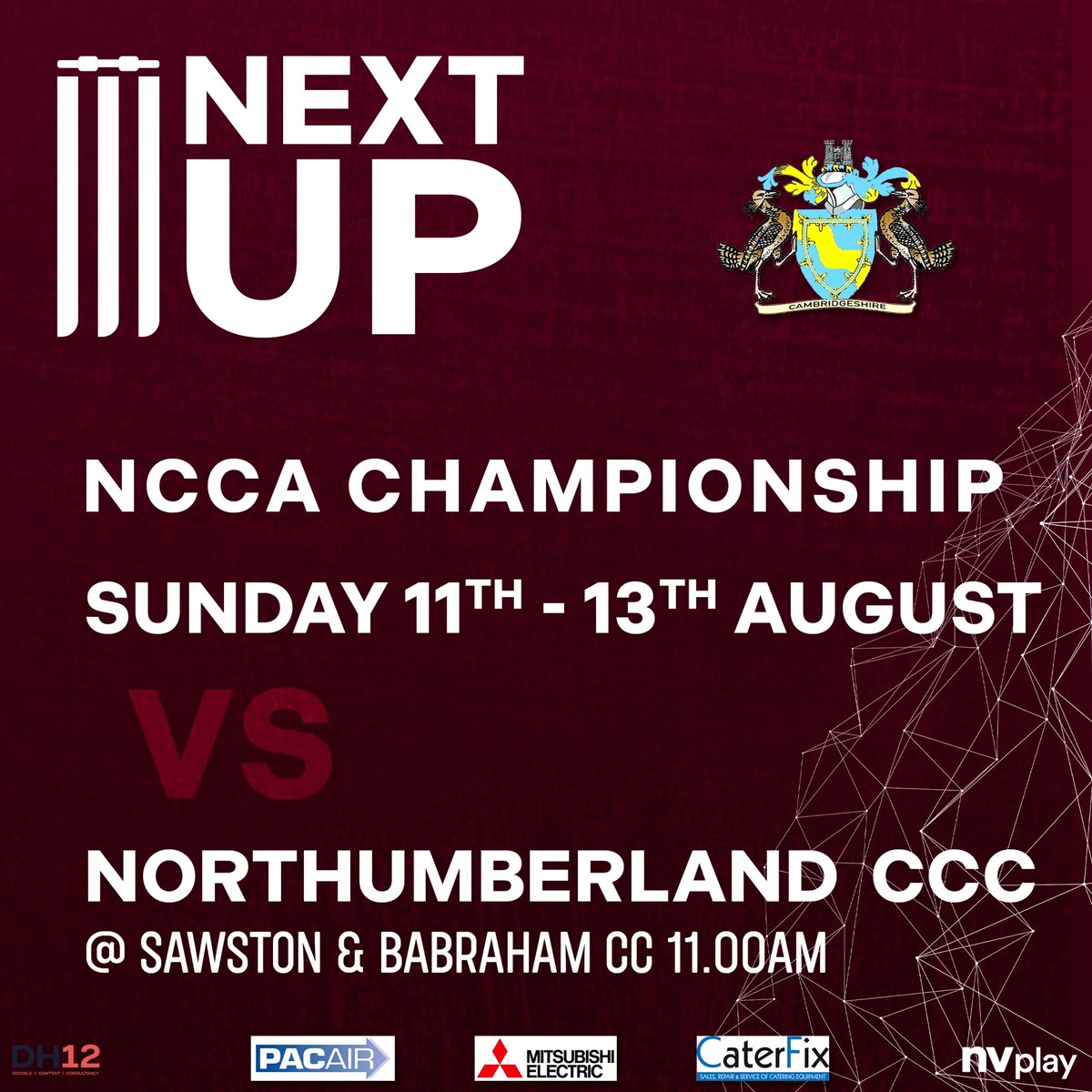 Next up the red ball is back! We welcome @NlandCCC to <a href="/SBCCRAMS/">Sawston & Babraham Cricket Club</a> for NCCA Championship action! Play gets underway at 11am every day. #CambsCCC #CambridgeshireCountyCricketClub #Cricket #NCCA