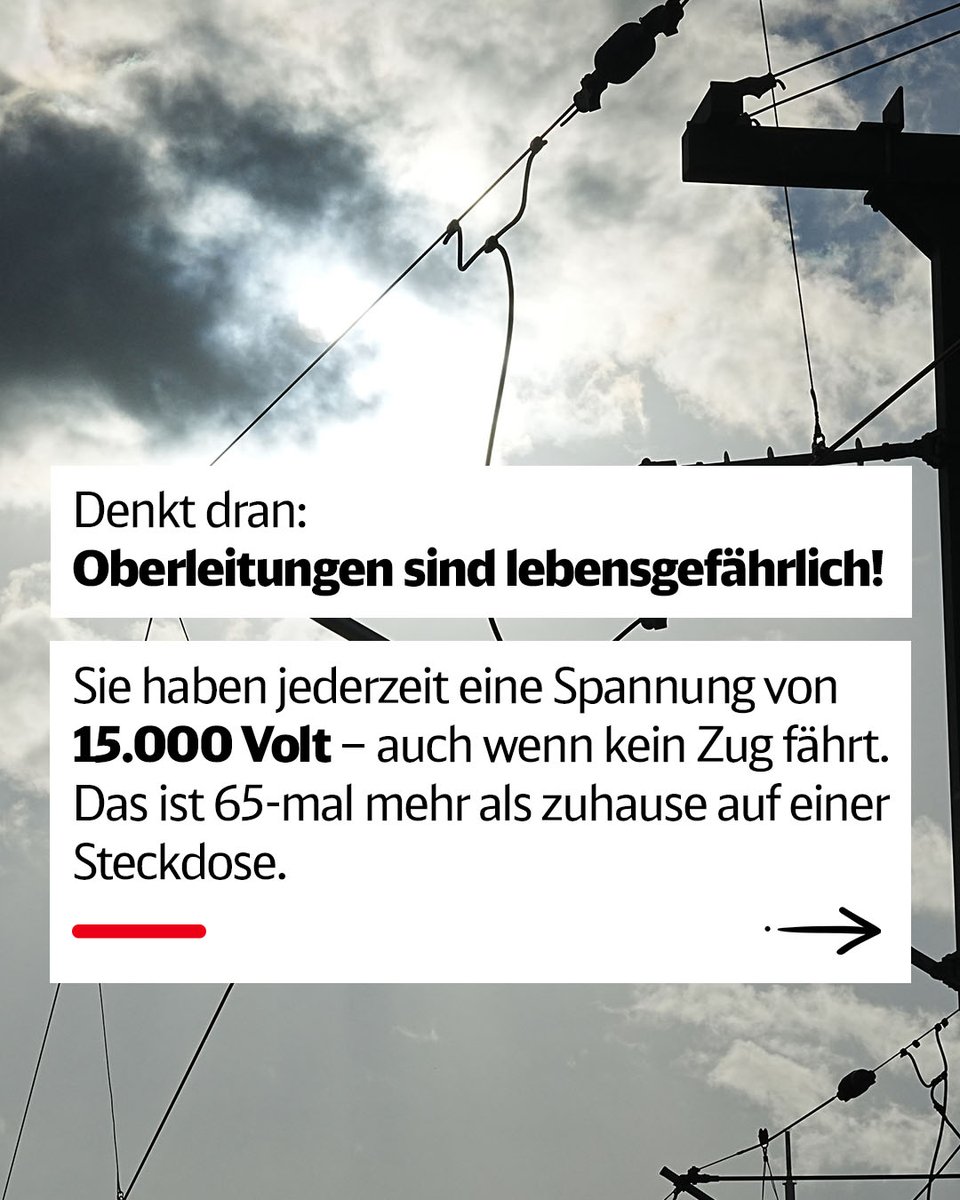 Gerade geht ein sehr gefährlicher Trend um, welcher zu lebensgefährlichen Unfällen führt. Bitte klettert nicht auf Züge und sprecht auch mit euren jugendlichen Angehörigen darüber.