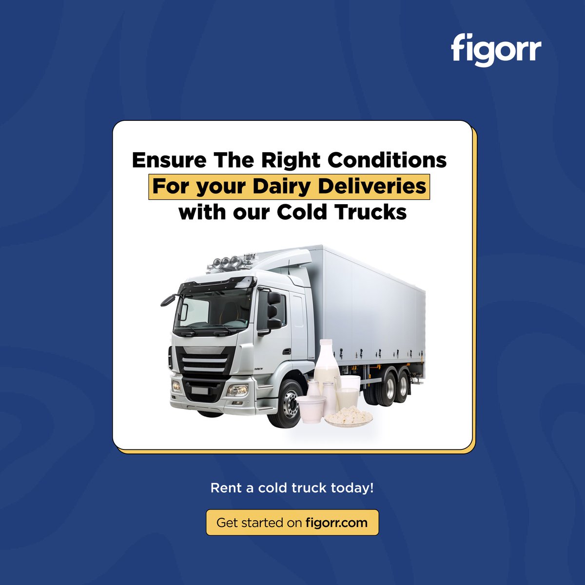 Suitable temperature is very important for the quality of your dairy products.
Our cold trucks are available to ensure optimal conditions for your dairy deliveries.

Get started today! Head over to cci.figorr.com to rent a cold truck 
#figorr #coldtruck #coldchain #b2b