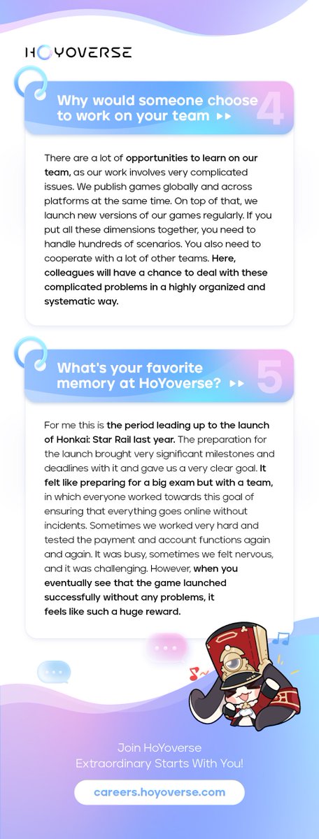 Ever wondered what it's like to support a game launch?

Find out below and discover more about the work of Nelson and his team, our culture, and what makes the HoYoverse experience extraordinary.

We're hiring! ➡️ hoyo.link/bNziFBAL

#HoYoverse #LifeAtHoYo