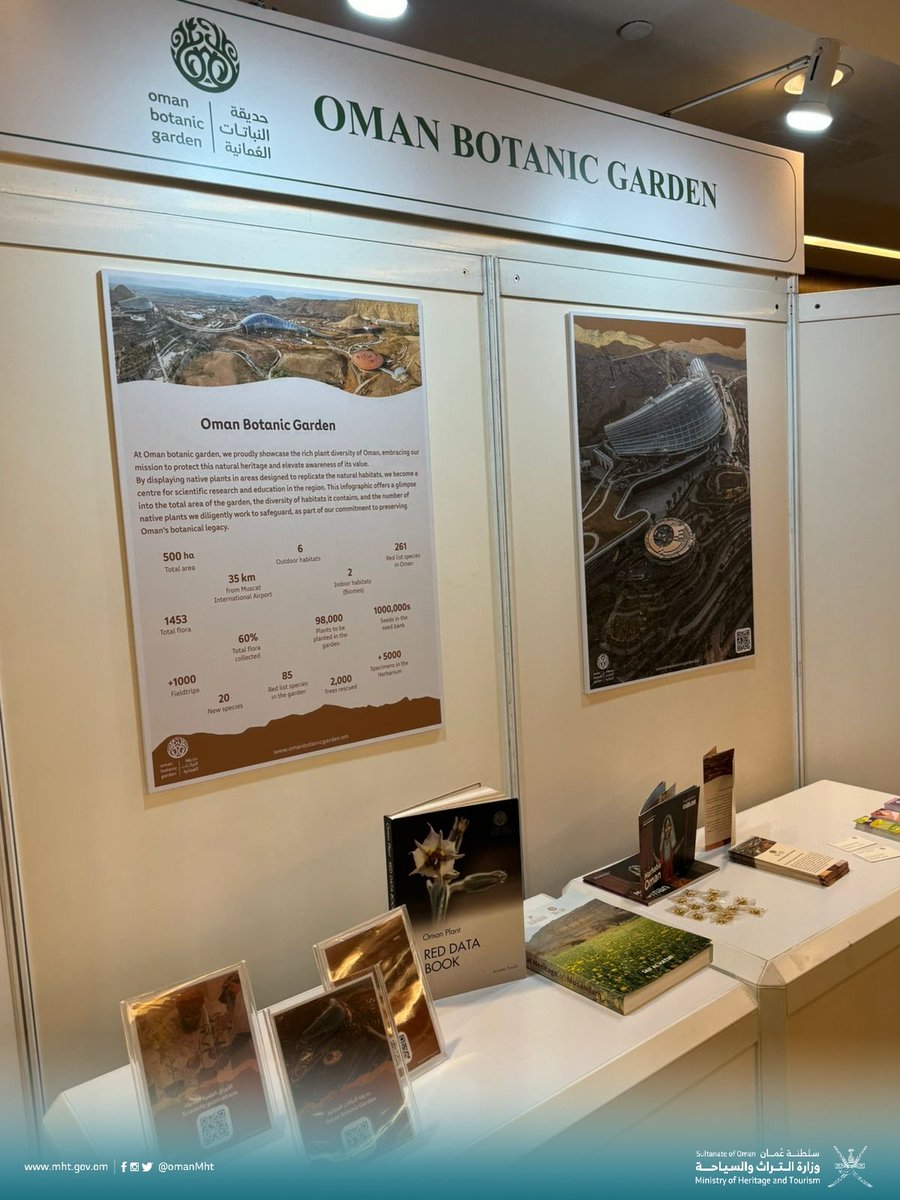 تشارك وزارة التراث والسياحة ممثلة بحديقة النباتات العمانية في المؤتمر الدولي الثامن للحدائق النباتية والمعرض المصاحب له في جمهورية سنغافورة. تتضمن مشاركة الوزارة عرض أوراق عمل عن تأثير الحدائق النباتية في تشجير المدن، ودور حديقة النباتات العمانية في حماية وصون التنوع النباتي في