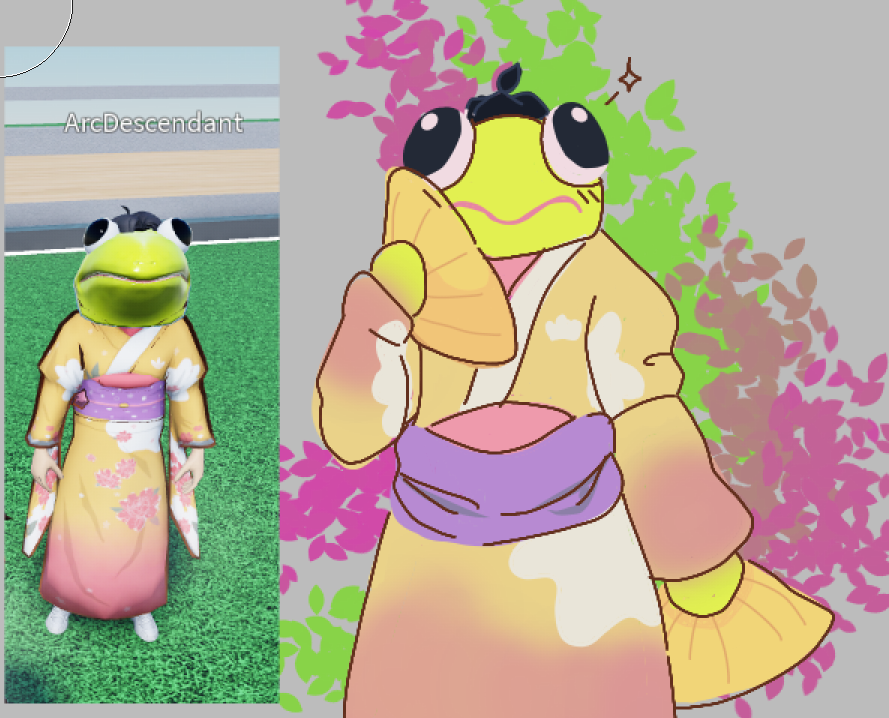 Shu_does_art's tweet photo. hopped on to #micup on roblox and drew this really cool character, I really enjoyed drawing them!!
#ROBLOX #art #frogust https://t.co/Ti7dejfDxG