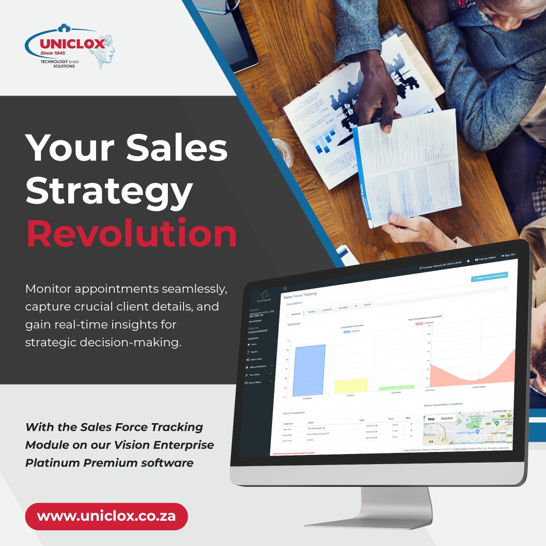 Uniclox_SA's tweet image. Level up your sales game with the Vision Enterprise Platinum Premium Software&apos;s Sales Force Tracking Module!
🌐: uniclox.co.za/revolutionize-…
#Platinum #SalesForceTracking #WorkSmart #SalesManagement #software #biometrictimeclock #timeandattendance #cloudsolutions #hr #payroll