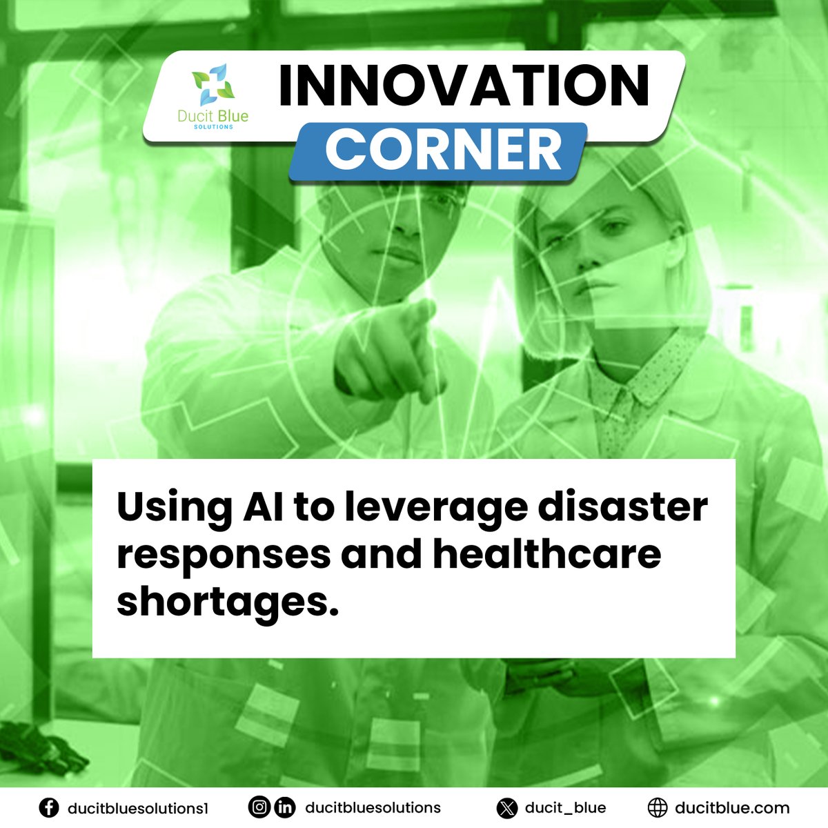 Ducit_Blue's tweet photo. #innovationcorner Discover how AI is revolutionising disaster response and tackling healthcare shortages.🚑🤖
Read the full article here👉https://t.co/QsRiwZLpP0
#ducitbluesolutions #HealthcareInnovation #PatientSafety #QualityService #globalhealth #communityhealth https://t.co/beocNmLRDd